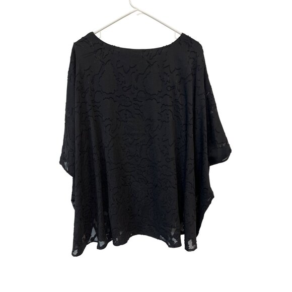 DG2 by Diane Gilman Jacquard Double Layer Top Size Large Solid Black Whimsigoth - Picture 3 of 8